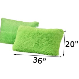 MorroMorn Decorative Pillows Covers, 2 Packs Faux Fur Pillow Cases, Luxury Shaggy Throw Pillowcase Cushion Shams with Zipper Closure Home Decor for Couch Sofa Bed Room (Lime, King/California King)