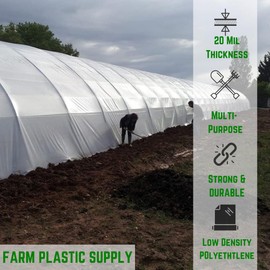 Farm Plastic Supply - Panda Film Light Deprivation Greenhouse Cover - 20 mil - 100% Blackout Tarp, Black White Plastic Sheeting, Green House Poly Film (12' x 20')