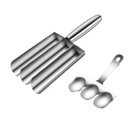 Creative Meatball Maker, Manual Stainless Steel Meatball Shaper, Meatball Maker with Long Handle, Kitchen Triple Meatball Maker, Portable Meatball Moulds, for Fish Balls