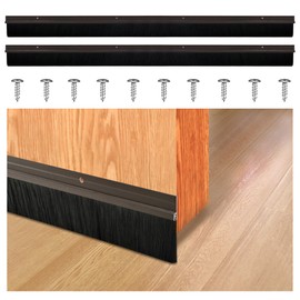 36 inch Door Sweep for Exterior Doors with 2 inch PP Soft Brush, Aluminum Dustproof Bottom of Door Weatherstrip (3)