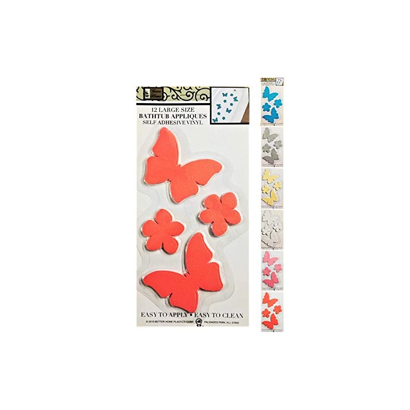 Better Home 12 Butterfly Shape Bathtub/Shower Appliques Safety Non Slip