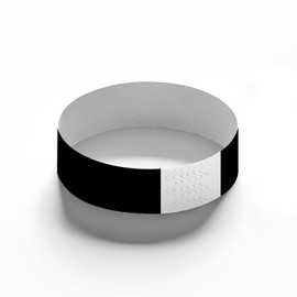 Tyvek 100 Pieces Wristbands for Identification at Events and Parties - Tear and Waterproof (Black)