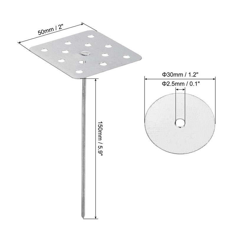 PATIKIL 5.9 Inch Perforated Insulation Pins with Round Washers, 50