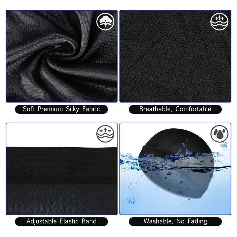 4Pcs Wave Cap for Men Silky Durags Elastic Band Wave