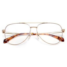 Dollger Blue Light Aviator Glasses for men Women Metal Frame Spring Temple Computer Blue Light Blocking Glasses（Gold）