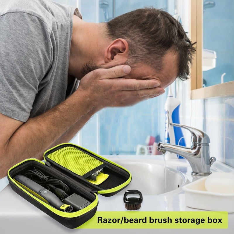 1 Piece Shaver Storage Bag And 1 Piece Beard Brush,