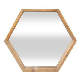 Cheung's Hexagon Mirror with Wood Frame