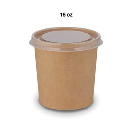 MT Products Kraft Paper Soup Cups 16 oz. - 20 Cups and 20 Lids - Soup Containers with Lids - Paper Snack Cups - Disposable Ice Cream Cups with Vented Plastic Lids