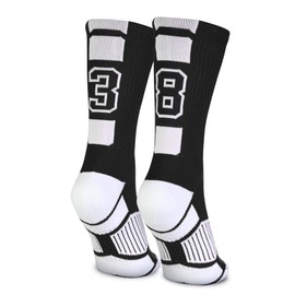 ChalkTalkSPORTS Custom Team Number Socks | Adult Athletic Performance Socks | Black Number Socks | 38 or 83