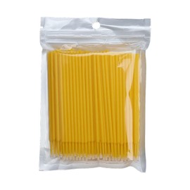 BOULTON Micro Brushes – Pack of 100 – Disposable Micropore Brushes Microbrushes – Micro Applicator Brushes Makeup Brushes Micro Brush Makeup Applicators for Cleaning Eyelash Extensions (Yellow)