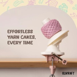 Olikraft Manual Yarn Winder - Yarn Ball Winder, Crochet Spinner - Clamp for 1 3/ - Pink