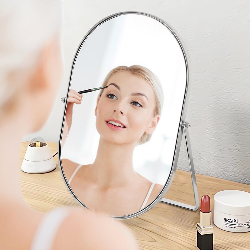 Numjeg Vanity Makeup Mirror for Desk with Metal Stand Tabletop