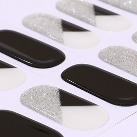 ACROIN Semi Cured Gel Nail Strips Nail Wraps 20 Stickers Need Cured, Salon-Quality, Long Lasting, Easy to Apply & Remove, Includes Cleaning Pad, Nail File, Wooden Stick - Geometry