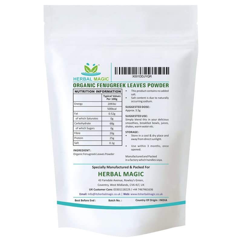 Herbal Magic's Natural Fenugreek leaf Powder (Methi) - Rich Flavoured
