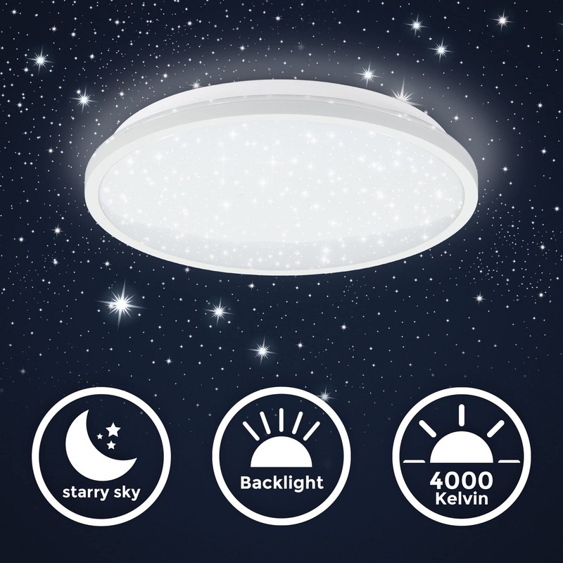 B.K.Licht - LED ceiling light with starry sky, indirect light,