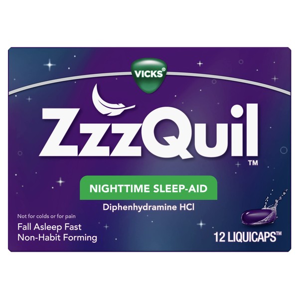 ZzzQuil Night Time Sleep Aid Liquicaps - 12 per Pack - 24 Packs per case.