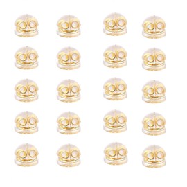 Vogem 20 Pieces (10 Pairs) Anti Drop 18k Gold Plated Tube Double Lock Catch Piercing Lock Fit Catch Cute (20 Pieces Gold)