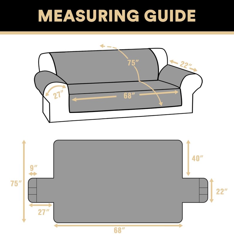 PrinceDeco 100% Waterproof Couch Cover for 3 Cushion Couch Sofa