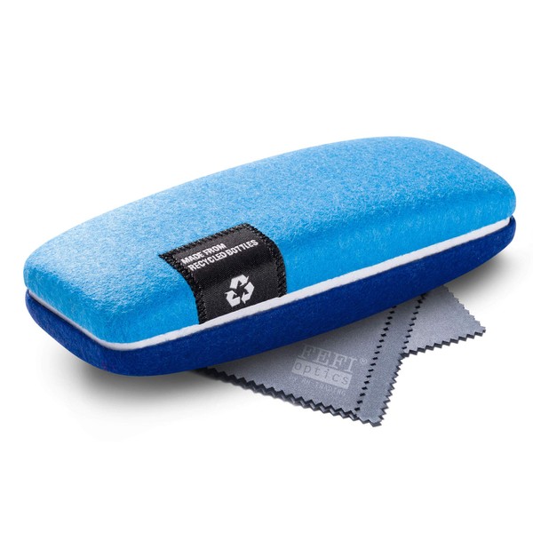 FEFI - Hard case glasses case with felt cover made from recycled PET bottles, blue