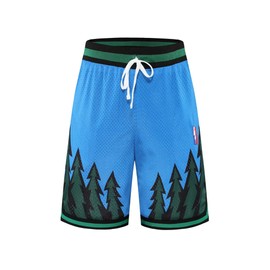DIOTSR Men's Basketball Shorts, Athletic Graphic Mesh Shorts (Forest-Blue, Medium)