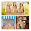 Set Falda Pulseras Collar Diadema Hawaiano Disfraz Fiesta
