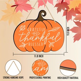 Thanksgiving Fall Pumpkin Decorations for Home Fall Door for Front Door Autumn Pumpkin Hanging Sign Decorations for Home Porch Autumn Wood Pumpkin Decor 11.8 ×9.8 Inch