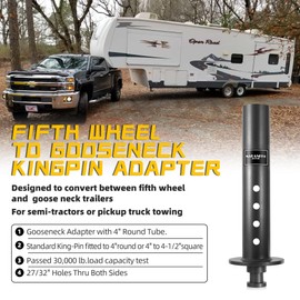 NAKANEKO Fifth Wheel to Gooseneck Kingpin Adapter,Fit for Campers,Trailers,Tractors,Semi-Tractor with 4" Round Tube,with 2" Kingpin,Gooseneck Adapter Attaches to 5th Wheel, Particle Coating