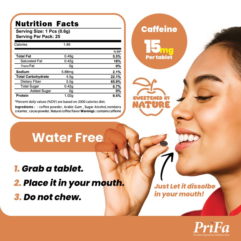 PriFa Hazelnut Coffee Tablets – Sweetened with Stevia, Nutty &
