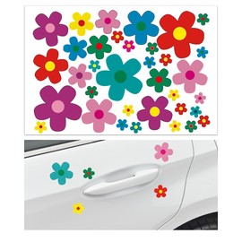 KVAEY Flowers Car Stickers Set, Self Adhesive Daisy Flower Label Stickers for Car Body Mirror Window, Waterproof Hippie Stickers for Car Scooter Laptop Decoration, Car Accessories (Style A)