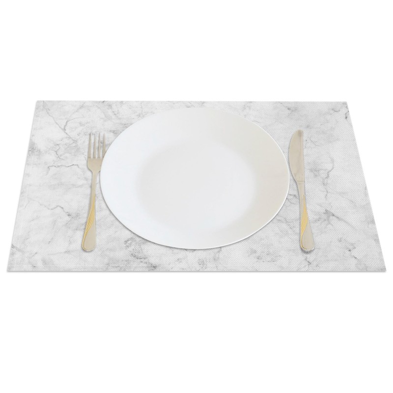 MIRRORANG Classic White Marble Placemats Set of 4 45x30cm Gray
