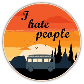F5Xclusive I Hate People Vinyl Decal Sticker, RV Travel, Love Camping, 5x5 Inches, Waterproof Multicolor Design for Cars, RV, Trucks, Laptops