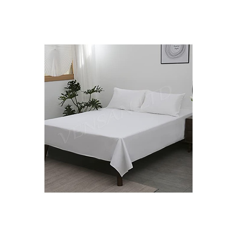Flat Bedding Sheet, Size Double. 100% Cotton Satin, 300 Thread