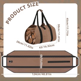 AfitLulu Large Canvas Log Carrier Bag for Wood, Indoor Firewood Carrier Bag Portable Extra Large Log Carrier Tote Bags Heavy Duty with Handles for Camping (Black)