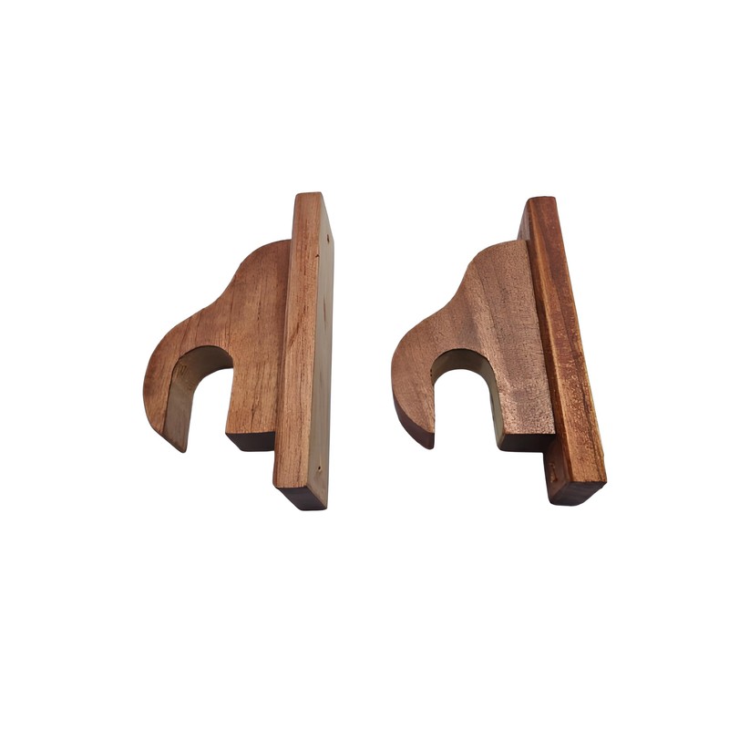 Genérico Juego De Cortineros De Madera Cedro Natural Barnizado 2pz