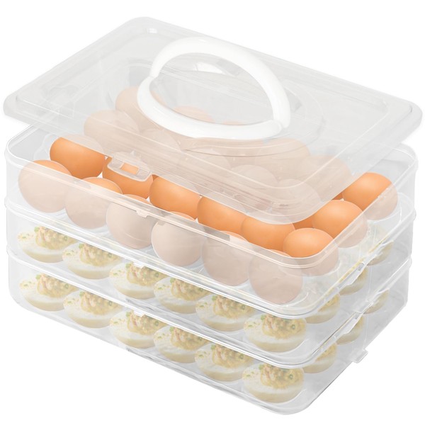 OJYUDD Egg Holder for 72 Eggs,3-Layer Plastic Egg Container,Deviled Egg