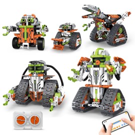 OUTOGO STEM Robot Building Kit with Remote Control for Boys Age 6-13, Coding Robotic Technic Toys Birthday Gifts for Kids, 5 in 1 Science Kit Robotic Models with 539 Pieces