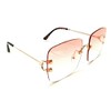 Dweebzilla Oversized Square Slim Rimless Luxury Aviator Sunglasses (Gold &