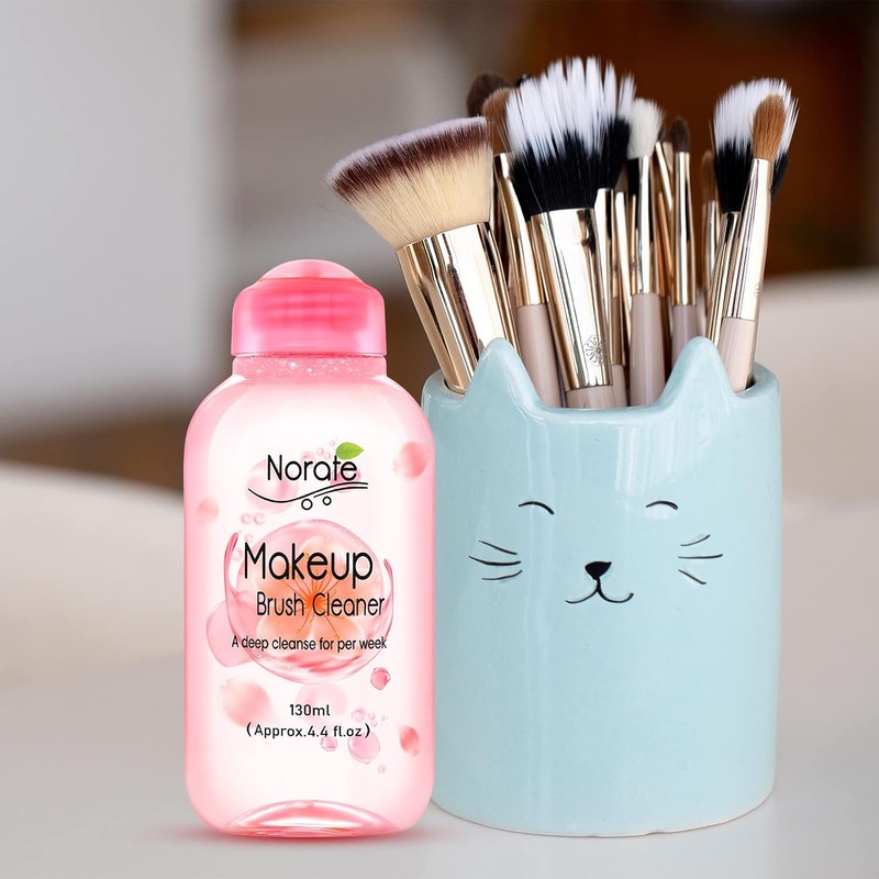 Norate Limpiador de brochas de maquillaje, solución limpiadora para brochas