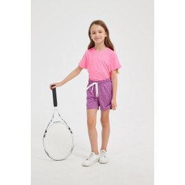 3-Pack Kids/Girls/Teen Girls Athletic Shorts Quick Dry High Waisted Running Shorts with Pockets (5-18 Years)