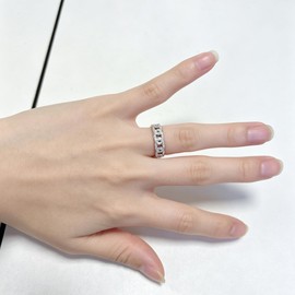 Sumeror S925 Sterling Silver Cubic Zirconia Band Rings for Women (7, Curb Chain Link Ring)