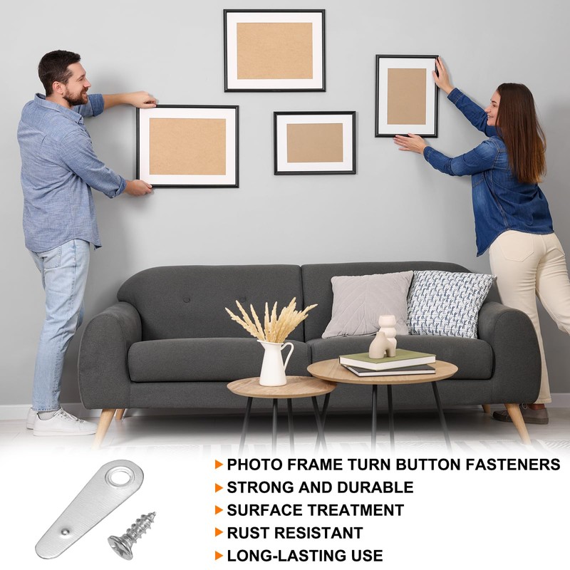 HARFINGTON 100Pcs Picture Frame Backing Hardware Clips with 100Pcs Screws