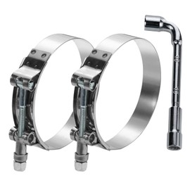 PEROMI 2 Pack 3.5 Inch T Bolt Hose Clamps Working Range 95-103mm for 3.5 Inch Hose ID, Stainless Steel Turbo Intake Intercooler Clamps