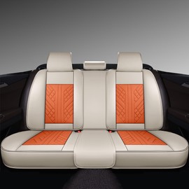 GXT Bench Seat Cover, Premium Faux Leather Bench Seat Covers for Trucks - Universal Fit for Most Sedans SUV Pick-up Truck, Durable for Long Lasting Protection(White and Orange)