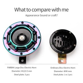FARBIN 12v Horn for Car Motorcy SuperTone Metal Twin Car Horn Kit with Protective Grill