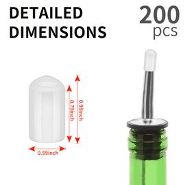 200 PCS Pourers Dust Covers Black Pourer Cap Rubber Caps Olive Oil Liquor Bottle Pour Spout Cover Pour Dispenser Spout Dust Covers (White)