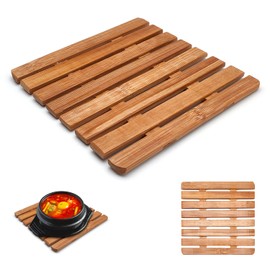 Leddy Living Bamboo Wood Heat Resistant Trivet - Table Mat for Hot and Hot Pans and Cookware - Real Bamboo Wood
