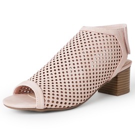 J. Adams Maddie - Botines para mujer, punta abierta, tacón bajo, correa de velcro, Nubuck vegano azul polvoriento, 8 US