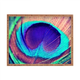 Deny Designs Shannon Clark Pretty Peacock Indoor/Outdoor Rectangular Tray, 14 x 18