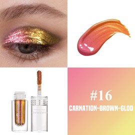 CHARMACY Multichrome Liquid Glitter Eyeshadow, Color Changing Eyeshadow, Metallic Pigmented Long Lasting with No Crease Sparkling Eyeshadow Chameleon Makeup #16