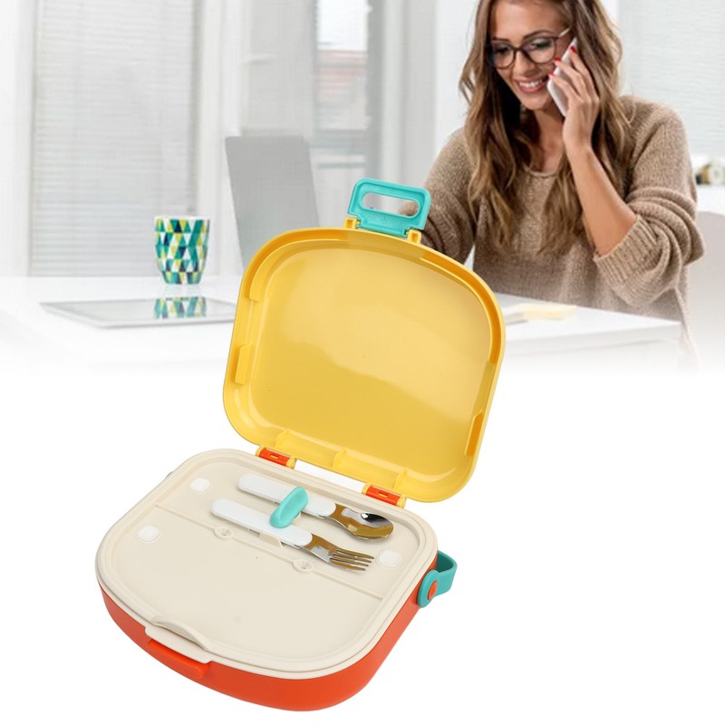Bento Lunch Box ABS Separate Compartments with Buckle Handle Leakage